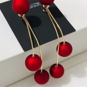 Elegant Red and Gold Dangle Earrings